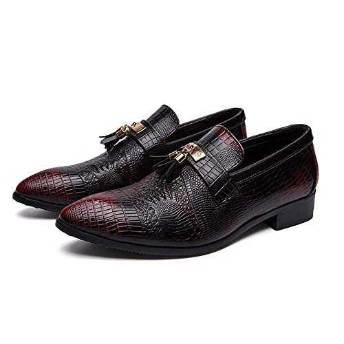 New Dress Shoes for Men Slip On Crocodile Embossed PU Leather Rubber Sole Slip Resistant Anti-Slip Casual