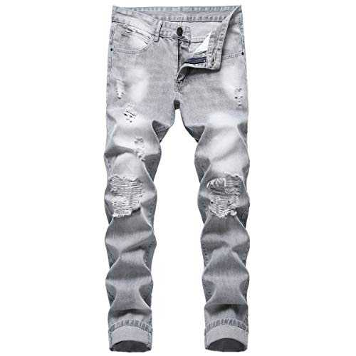 Mens Ripped Jeans,Distressed Destroyed Slim Fit Straight Leg Denim Pant with Holes…