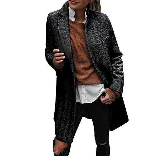 Jackets for Women UK, Women Casual Solid Coat Double Button Long Sleeve Turndown Collar Belt Coat Long Winter Winter Jackets for Women UK Clearance Holiday Essentials for Women Ski Jacket Womens