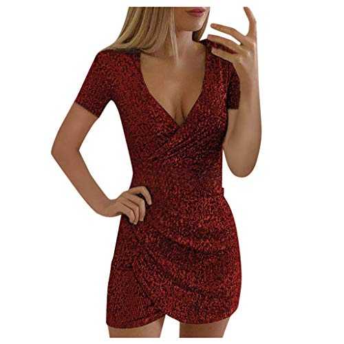 Summer Dresses for Women UK Summer Spring Ladies V-Neck Trendy Casual Tunic Dress Loose Short Sleeve Plus Size Dress Baggy Fashion Long Dresses Beach Cute Ruffle Sundress