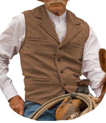 Garqia Clyon Hunting Aged Mens Tweed Vests Herringbone Waistcoats Retro Casual Wedding Wool Business Vests