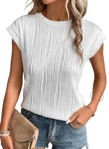 Gemulate Short Sleeve Tops Round Neck Blouse Tees for Women Ladies Knit Solid Casual T Shirts S-XXL