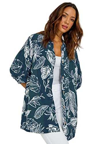 Roman Originals Shirt for Women UK - Ladies Button Through Blouse Long Sleeve Top Spring Everyday Summer Evening Vacation Work Holiday Smart Casual
