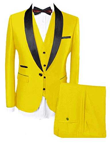 YYI Men's 3 Pieces Shawl Collar Suits for Men Wedding Slim Fit Suit