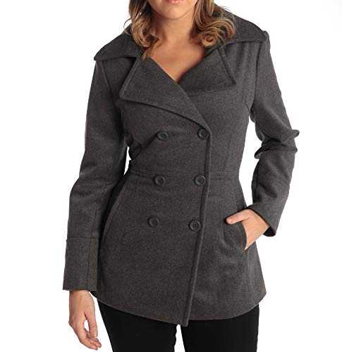 alpine swiss Emma Women's Wool Peacoat – Double-Breasted 3/4 Length Overcoat, Stylish & Warm Blazer for Fall & Winter