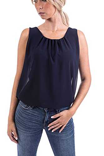 WOMEN'S WEAR U&F FASHIONSTORE U&F Women's Summer Basic Chiffon Tunic Top with Waterfall Collar and Elasticated Hem Tunic Top for Spring, Summer and Autumn or Elegant as Evening Wear