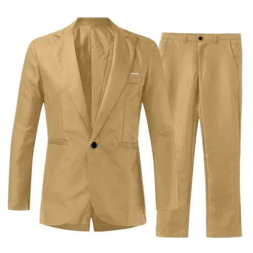 Mens Suits 2 Piece Slim Fit Wedding Tuxedo Suit for Men One Button Formal Suit Blazer Jackets