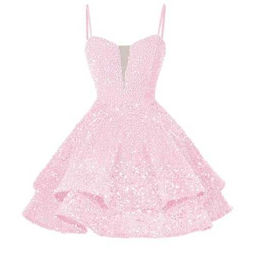 RSOETOO Sequin Short Homecoming Dress for Teen Sparkly Prom Dresses Sweet 16 Photo Shoot Cocktail Gowns RO058