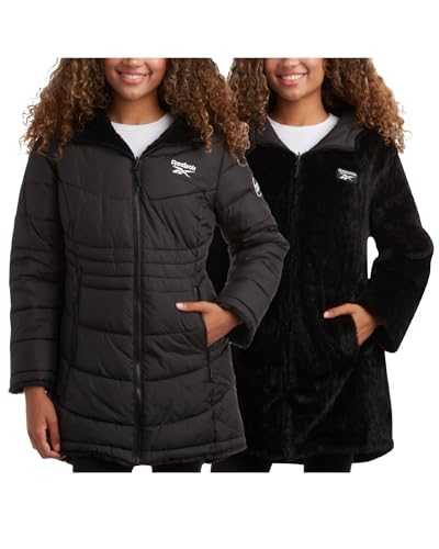 Reebok Women's Winter Jacket - Reversible Quilted Puffer with Sherpa Fleece Lining – Parka Coat for Women (S-3X, Plus Size)