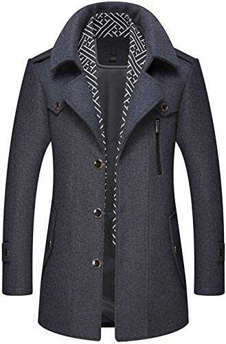 Chartou Men's Stylish Scarf Single Breasted Wool Walker Coat Thick Winter Jacket-6 Colors