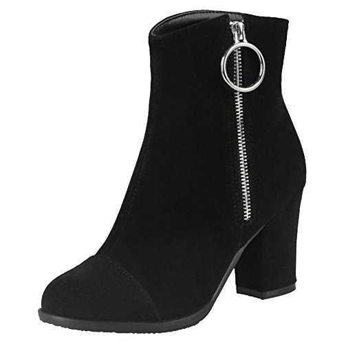 CUTEHEELS Fashion All Macth Ankle Boots with Block Heel and Large Size Avaialble