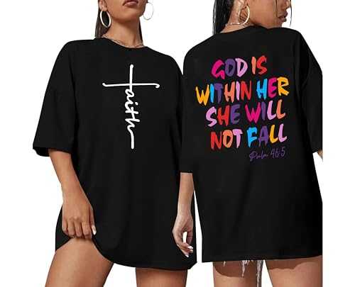 Oversized Christian Tshirts for Women God is Within Her Tops Jesus Faith Shirts Bible Verse Inspirational Graphic Tees