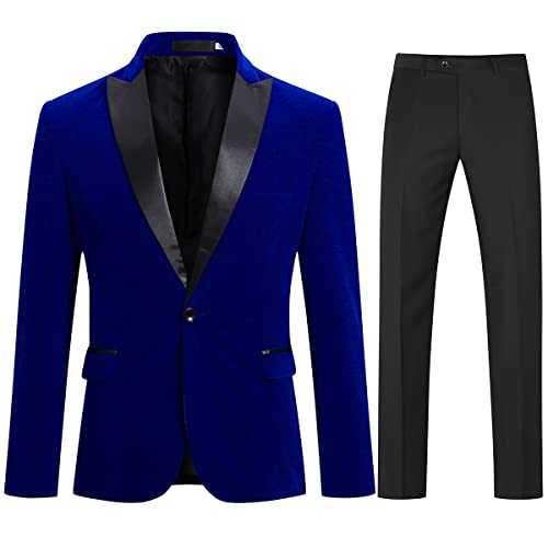 Mens Suits 2 Piece Suit Slim Fit Wedding Suit Velvet Casual Blazer One-Button Blazer Tuxedo Jackets Trousers