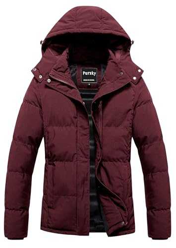 Pursky Women's Warm Winter Thicken Coat Waterproof Cropped Jackets Parka With Removable Hood