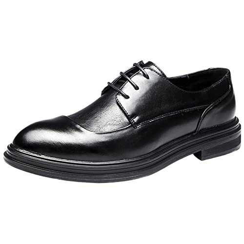Men's Lace-Ups Moccasins Formal Dress Shoes Brogue Classic Shoes Oxford Shoes Business Leather Shoes Wear-Resistant Driving Walking Mens Shoes Pointed Toe Square Root Evening Party Shoes