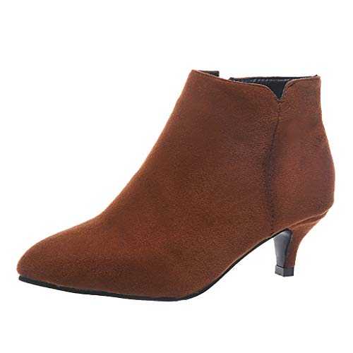 SoonerQuicker Suede Chelsea Boots Women Kitten Heel Mid Heel Ankle Boots Ladies Boots Pointed Toe Booties Fashion Elegant