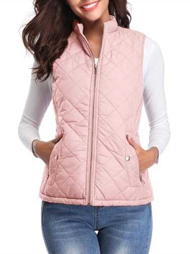 fuinloth Women's Quilted Gilet, Lightweight Body Warmer Padded Outdoor Vest Sleeveless Jacket