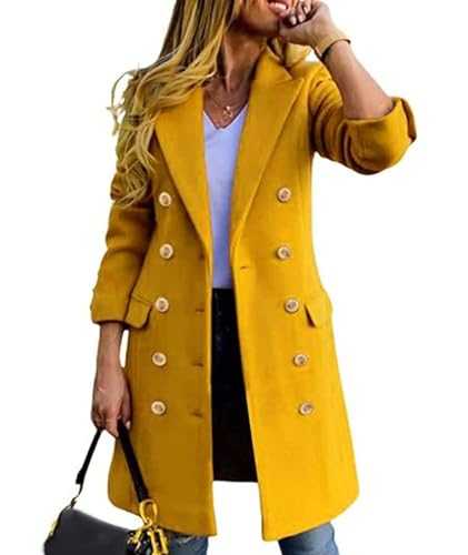 SOMTHRON Women's Winter Trench Coat Double Breasted Notched Lapel Peacoat Jacket Casual Long Overcoat