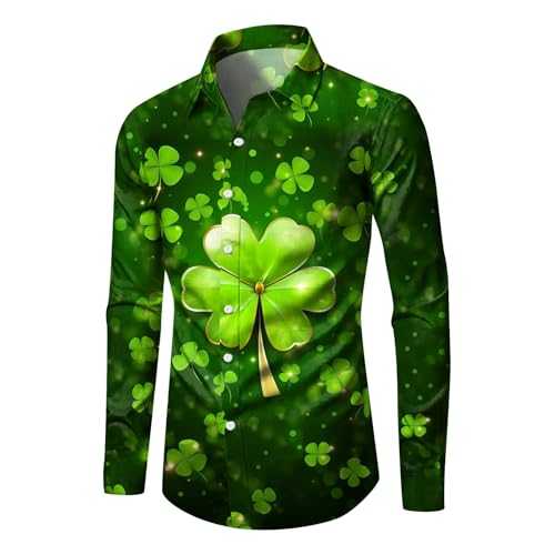 ST Patricks Day T Shirt Daily s Mens Long Sleeve Polo Shirts Mens Flannel Shirts Long Sleeve Flannel Shirt for Men Regular Fit 17.5 Dress for Men UK