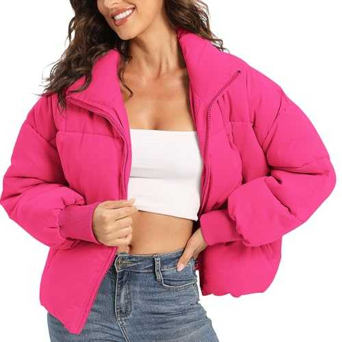 Acubozzntb Women's Puffer Jacket Long Sleeve Zip Up Warm Baggy Winter Jackets for Women