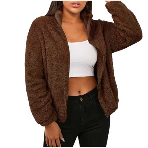 FNKDOR Fleece Coats for Womens UK Full Zip Soft Fluffy Coats Jackets Ladies Long Sleeve Overcoat no Hood Winter Warm Teddy Fleece Cardigan Longline Outerwear for Girls Loungewear