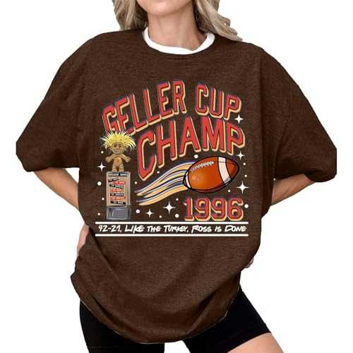 Women’s Short Sleeve Top 2025 Casual Comfort Geller Cup Shirt Friends TV Show Tee Football Trophy Graphic Tee Retro 1996 Geller Bowl Shirt Shirt Funny Thanksgiving Football Shirt Tee Shirts Girls