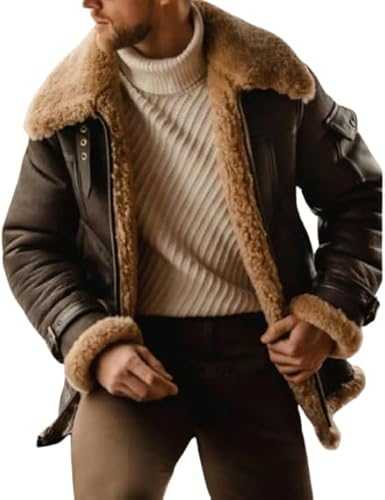 Men’s Brown B3 Shearling Leather Jacket – Real Sheepskin Aviator Coat – RAF Bomber Winter Jacket – Warm Fur Lined Long Pilot Jacket