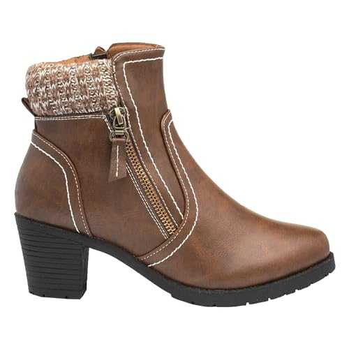 Fashion Star Womens Ladies Chelsea Warm Winter Ankle Boots Zip Up High Heel Shoes