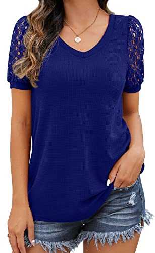 IWOLLENCE Lace Sleeve Tops for Women UK Going Out Womens Blouses Ladies Dressy Lace Sleeve T Shirts