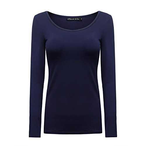 OThread & Co. Women's Long Sleeve T-Shirt Scoop Neck Basic Layer Stretchy Shirts