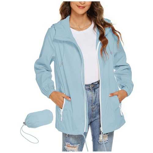 Ladies Rain Jacket Lightweight Waterproof Raincoat Windbreaker Thin Packable Travelling Bicycle Rain Jackets Windbreaker With Pockets