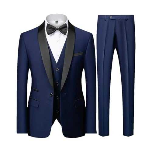 Men's Party Stage Suit – Groomsmen Tuxedo Regular Fit 3-Piece Set Jacket Trousers Vest Blazers Pants