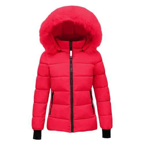 Pink Lady Jacket for Women - Outdoor Down Jackets with Fur Trimmed for a Stylish Winter Look