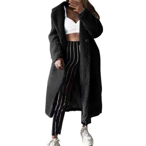 Women Faux Teddy Coat Women Autumn Winter Casual Plus Size Long Jacket Thick Warm Outwear Oversize Jacket Hoodies For Women UK Winter Coats For Women UK
