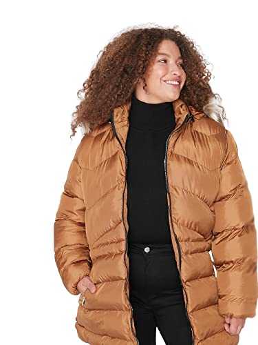 Trendyol Women's Regular Puffer Plain Woven Fabric Large Sizes in Winter Jacket Coat