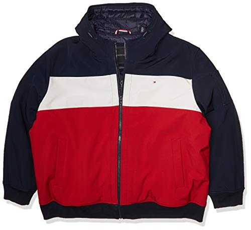 Tommy Hilfiger Men's Soft Shell Fashion Bomber with Contrast Bib and Hood Jacket