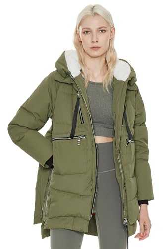 Orolay Women's Thickened Down Jacket Parka Hooded Long Puffer Coat for Winter