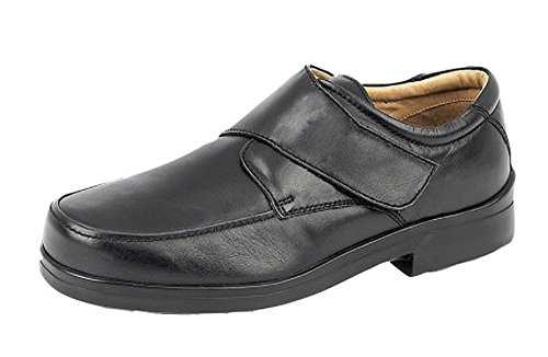 Roamers Mens Leather XXX Extra Very Wide Fit Lightweight Strap Shoes Black 13