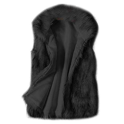 HAOLEI Faux Fur Gilet Women UK Winter Warm Furs Collar Sleeeless Coat Jacket Lightweight Body Warmer Overcoat Elegant Solid Outerwear for Ladies Plus Size