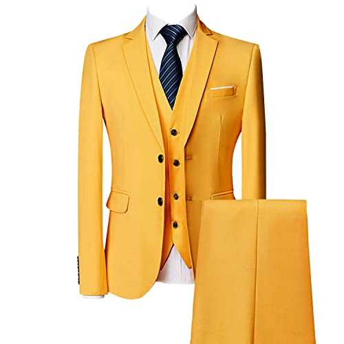 Men's Regular Fit 3 Piece Suit Set Business Blazer Blazer Solid Two Button Casual Slim Fit for Groomsmen