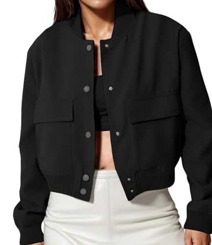 Amy Babe womens Cropped Bomber Jacket Button Down Varsity Jackets Shackets With Pockets