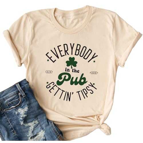 St Patricks Day Shirt Women Irish Slainte Shirts Everybody in The Pub T Shirts Lucky Shirts