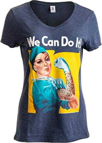 Medical Rosie | Tattoo Doctor Nurse Medicine Cool Feminist V-Neck T-Shirt Women
