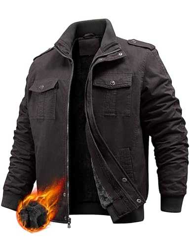 Men's Winter Jacket Fleece Lined Coat Warm Cotton Military Jacket Bomber Cargo Coats with Multi Pockets Thermal Thick Windbreaker Jackets For Work Casual Outdoor