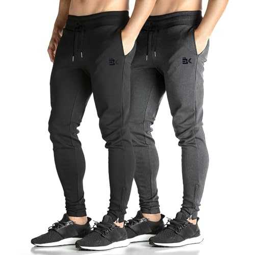 BROKIG Mens Zip Gym Joggers, Slim Fit Running Tracksuit Bottoms Casual Jogging Trousers Activewear Sweat Pants