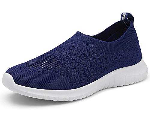TIOSEBON Mens Slip on Trainers Casual Sport Sneakers Breathable Lightweight Running Walking Shoes 12 UK Navy