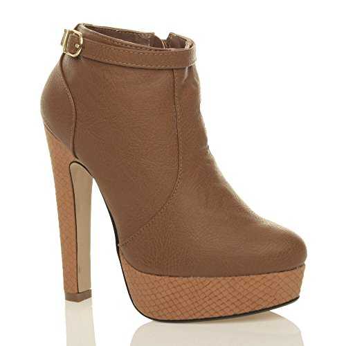 AJVANI Womens Ladies high Heel Hidden Wedge Platform lace up Zip Ankle Booties Boots Size