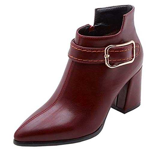 SJJH Women Chunky Heel Chelsea Ankle Boots