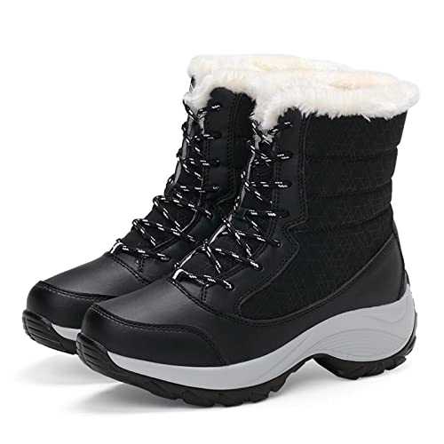 Womens Snow Boots Plush Warm Ladies Ankle Boots Waterproof Non-slip Winter Shoes Lace Up Boots Women girls Furry Snow Boots