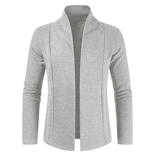 Cocila Mens Fashion Leisure Solid Wool Knitting Versatile Stand Collar Long Sleeve Long Cardigan Coat Wool Blend Coat Work Winter Jacket Merino Wool Clothing Long Leather Coat